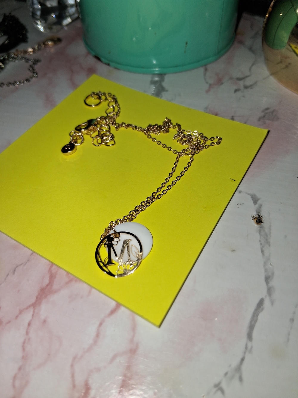 Gold Initial 'M' Pendant Necklace - Women's Jewelry